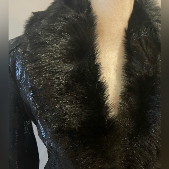 NWT Guess Alexa Snake Embossed Leather Jacket - Picture 2 of 9